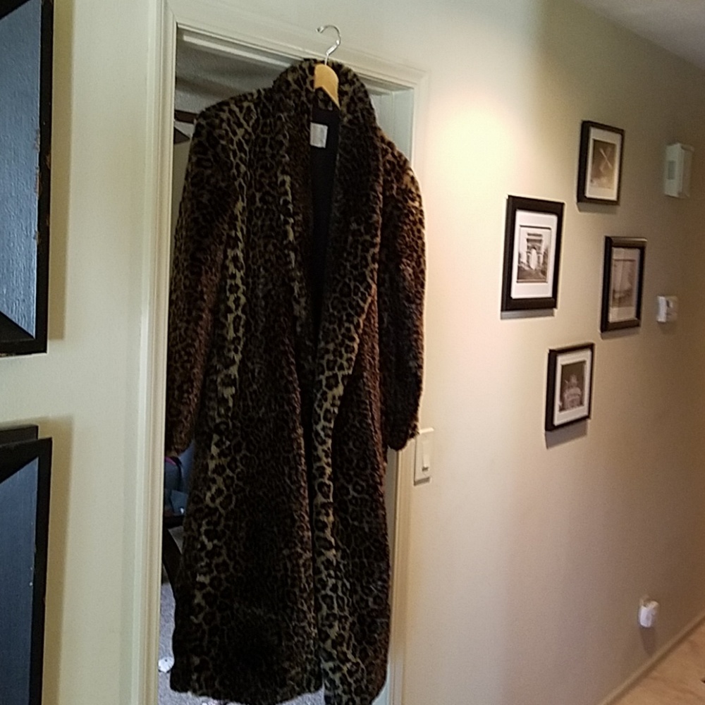 Vintage full length faux fur coat